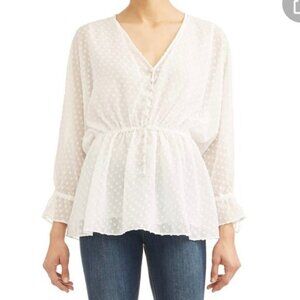 Textile Elizabeth & James White Dotted Blouse - L